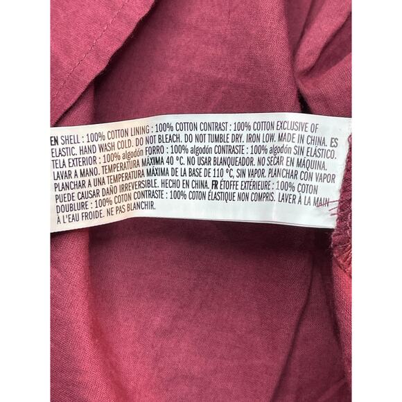 English Factory women’s Piping Detail Top Short Puff Sleeve size XS Burgundy - Picture 8 of 8